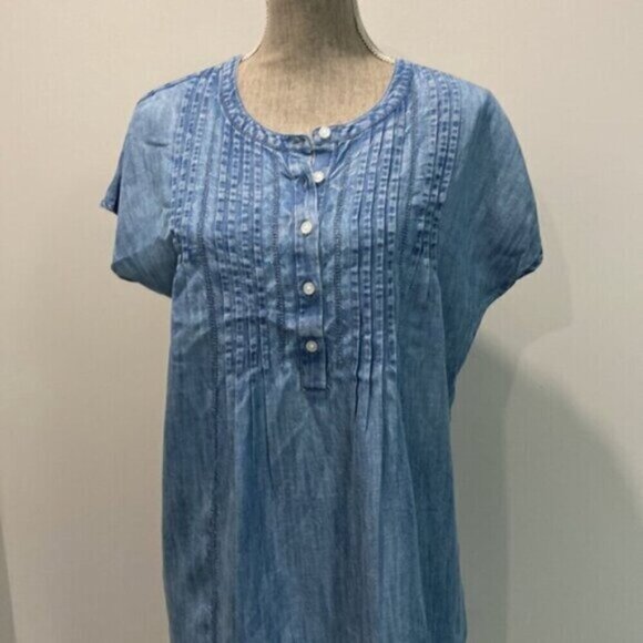 J Jill Denim Short Sleeve Relax fit top medium fit - Picture 3 of 14
